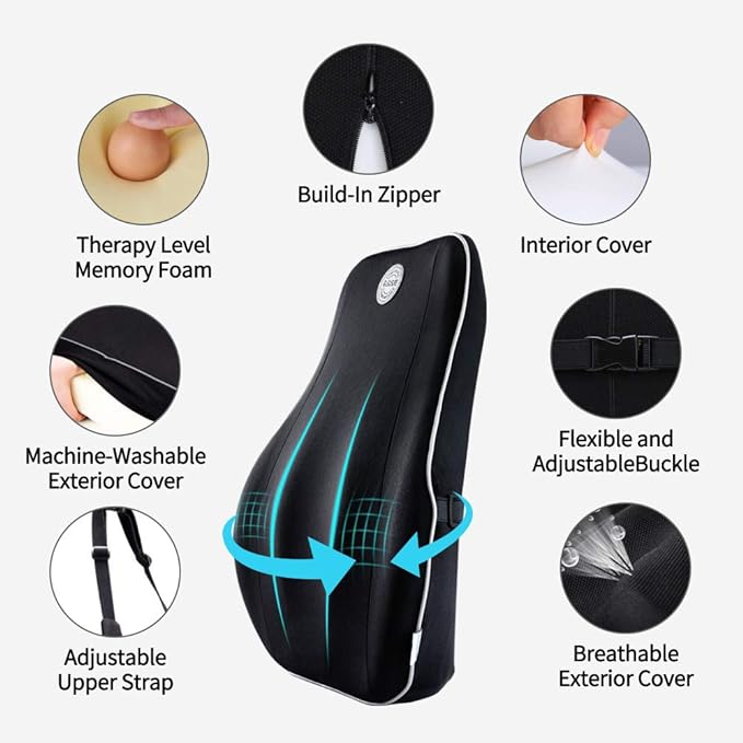 Memory Foam Lumbar Support Cushion for Back Pain Relief