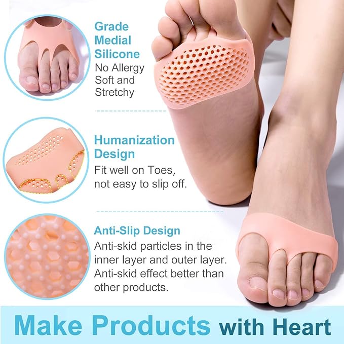 Silicone Gel Half Toe Heel Sleeve - Pain Relief Pads